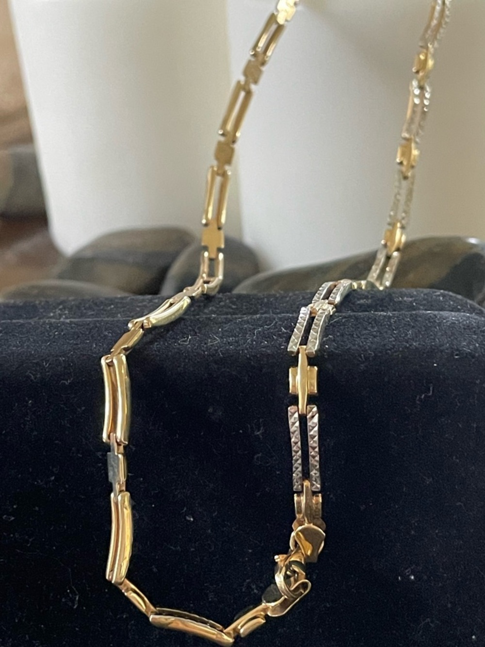 10k Two Tone Style Bar Necklace